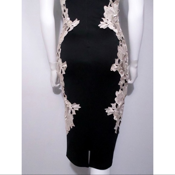 AX Paris Black Bodycon w/ Cream Lace Panel - Picture 8 of 16